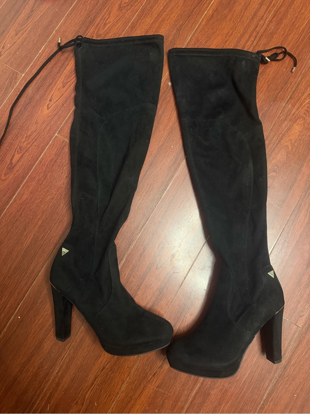 Guess Black Suede Over-the-Knee High Heel Boots